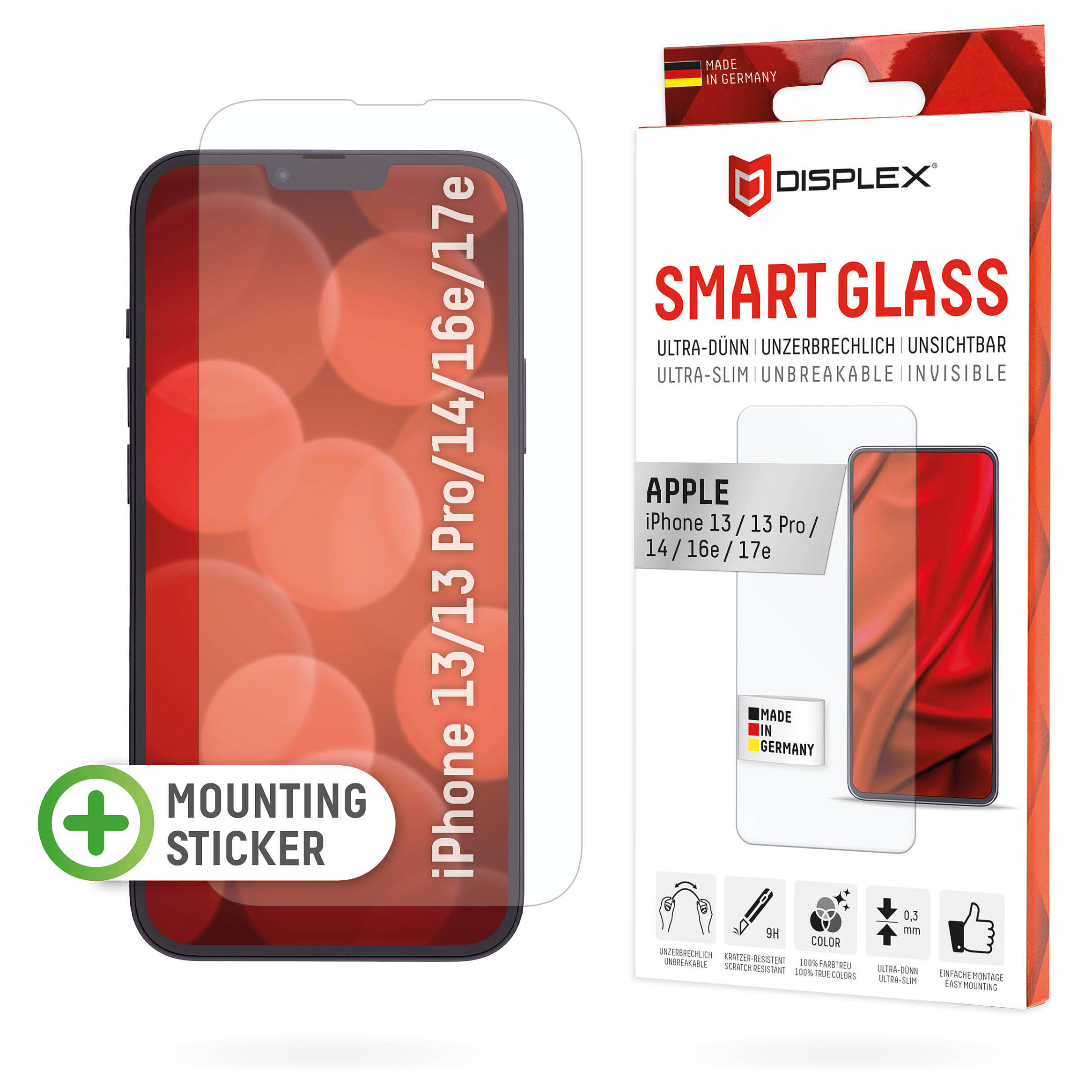 Mbrojtëse për ekran Displex / Apple iPhone 13 / 13 Pro / 14 / 16e / 17e / Xham Tempered Glass 9H - Transparente