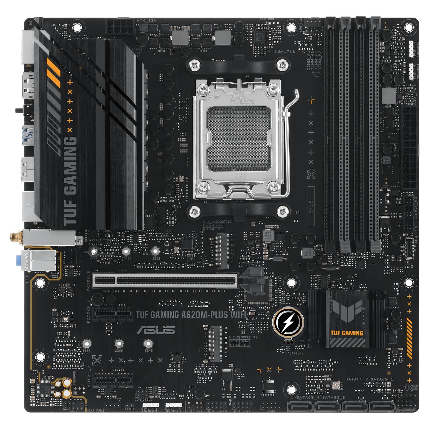 Pllakë Amë ASUS TUF GAMING A620M-PLUS WIFI / AMD AM5 / A620 / DDR5 / Micro ATX / Wi-Fi 6 / 2.5GbE LAN - 2