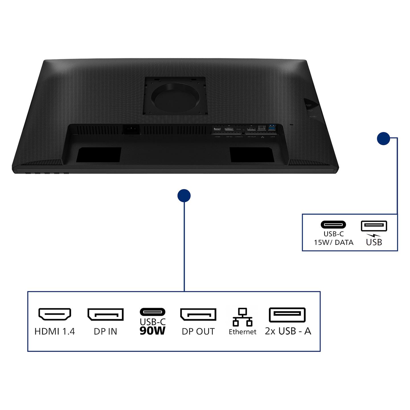 Monitor Philips 27B2U3301, 27", Full HD IPS, 120Hz, HDMI+DP+USB-C+USB - Zezë - 8