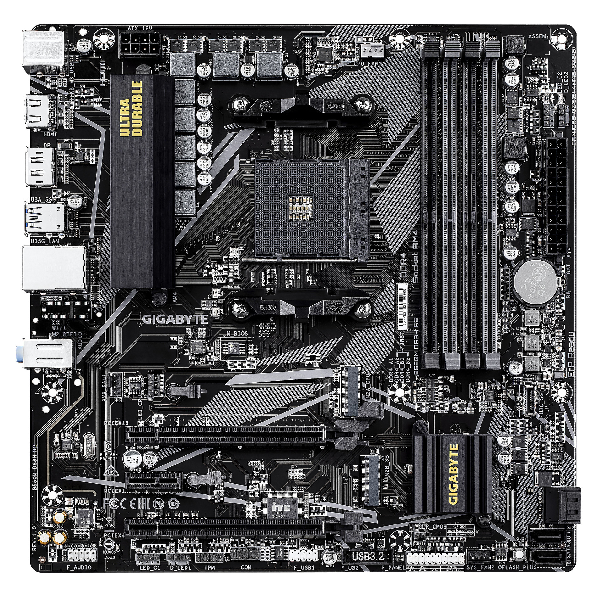  Pllakë Amë GIGABYTE B550M DS3H R2 / AMD AM4 / B550 / DDR4 / Micro ATX / 1GbE LAN - 2
