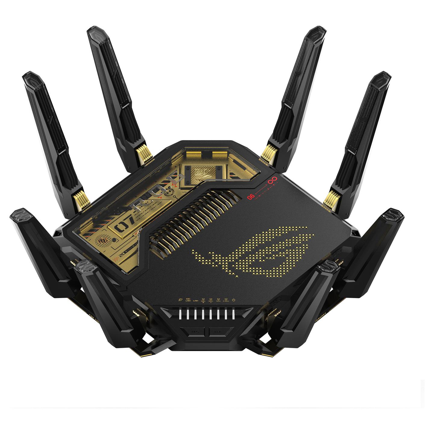Ruter Gaming ASUS ROG Rapture GT-BE98, Wi-Fi 7 BE25000, Quad-Band, deri në 25000Mbps, 10GbE + 2.5GbE – Zezë - 2