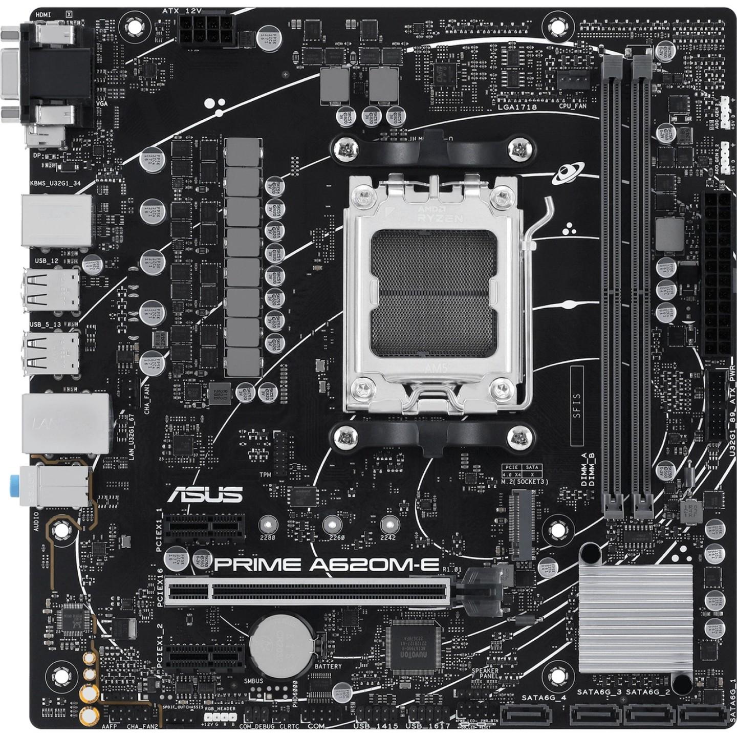 Motherboard ASUS PRIME A620M-E-CSM, AMD AM5, A620, Micro-ATX, DDR5 deri në 96GB, PCIe 4.0, M.2, 1Gb Ethernet –  - 2