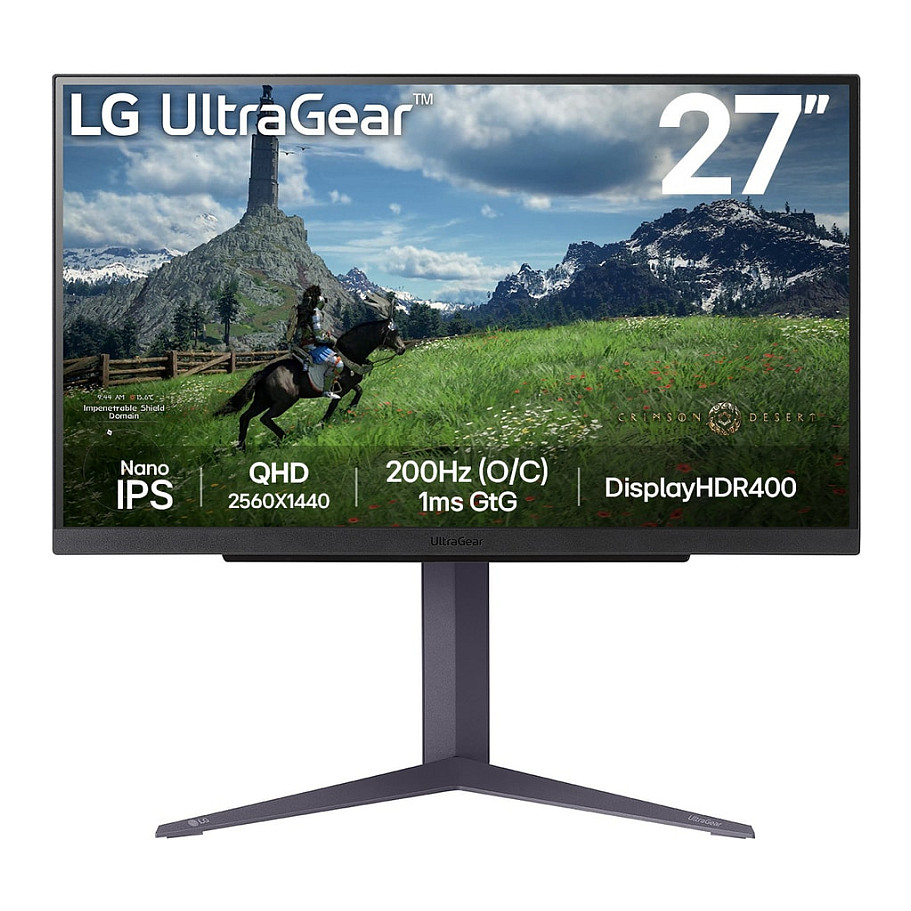 Monitor Gaming LG 27GS85QX-B Ultragear / 27"/ Quad HD Nano IPS / LCD / 200Hz / 1ms / HDMI+USB+DP - Zezë - 1