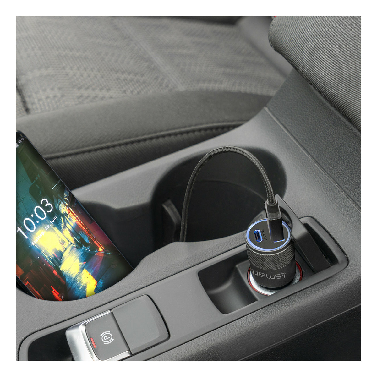 Adapter telefoni për veturë Car Charger 4smarts Rapid+ Quick Charge & PD 27W - Zezë - 2