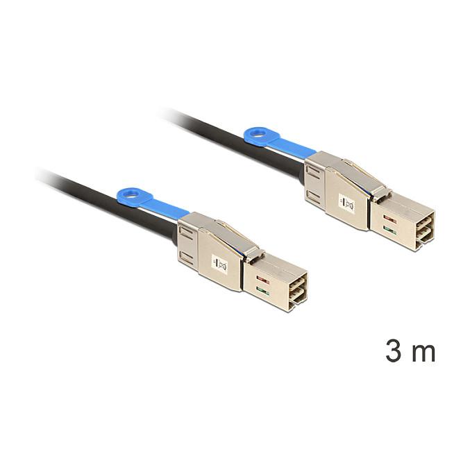 Kabllo SAS DeLOCK 83396, Mini SAS HD SFF-8644 në Mini SAS HD SFF-8644, 12 Gb/s, 3 m - Zezë