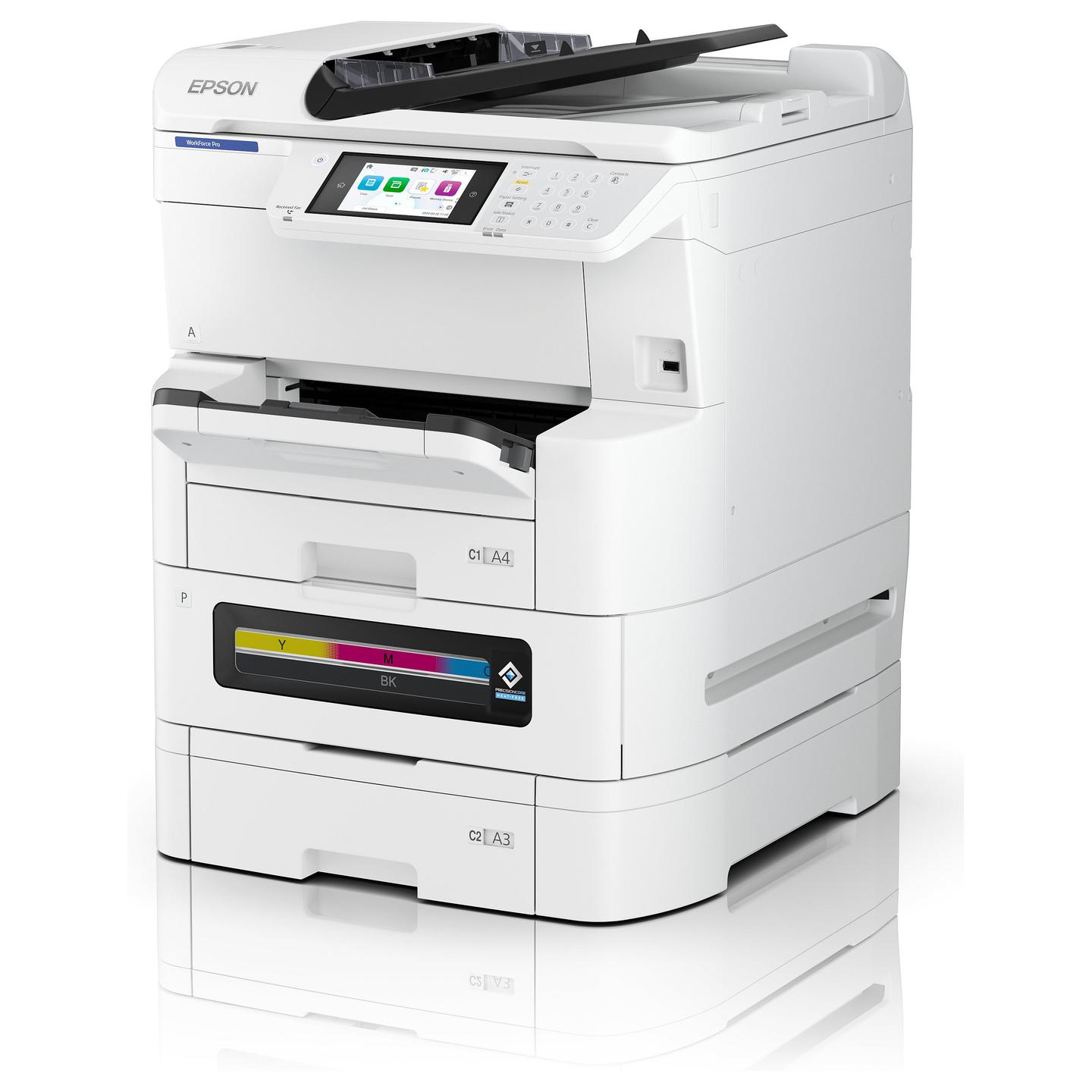 Printer Multifunksional Epson WorkForce Pro EM-C8100RDWF, A3+, Inkjet, Wi-Fi, Printim, Skanim, Kopjim, Faks - Bardhë  - 2