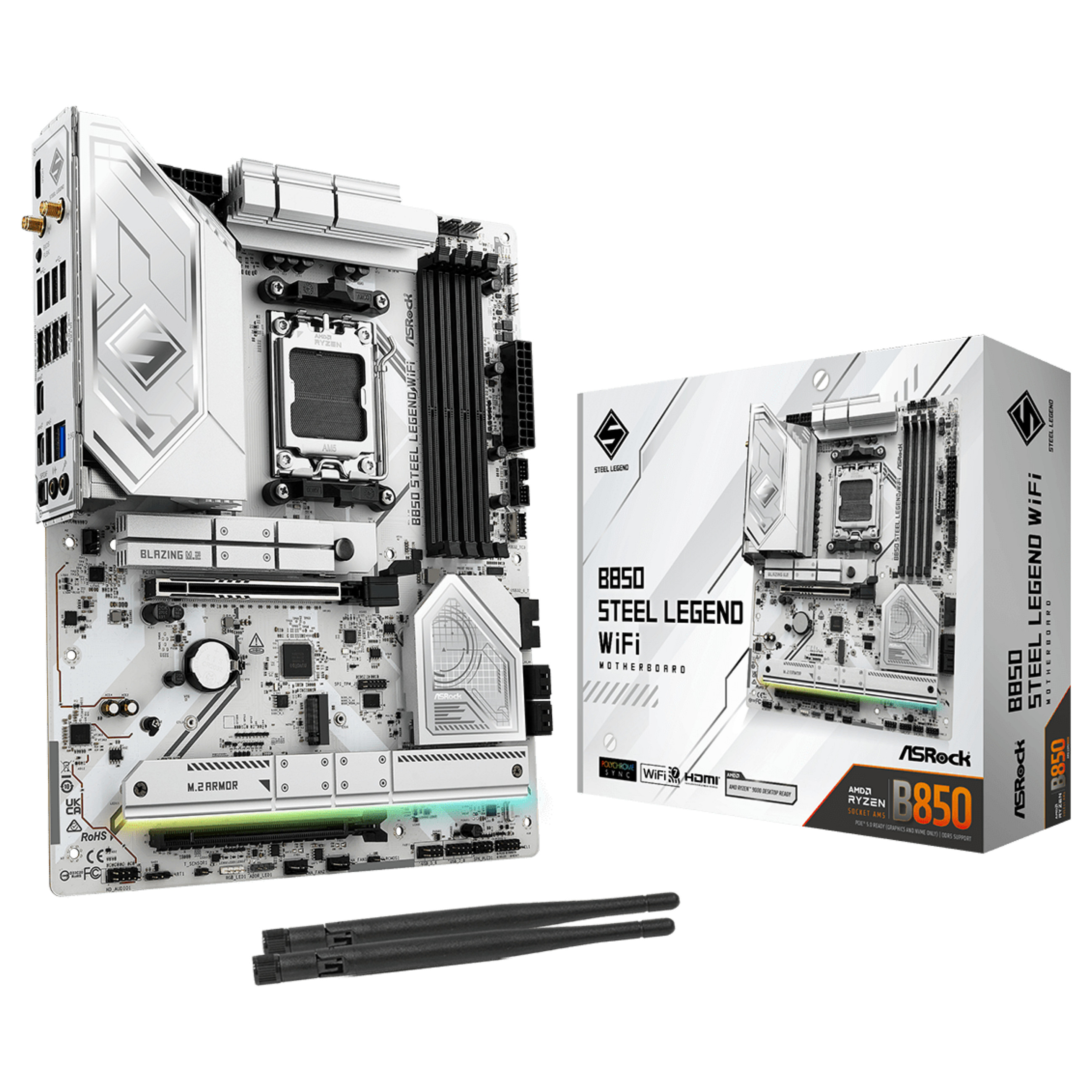 Pllakë Amë AMD AM5 ASROCK B850 Steel Legend WiFi / DDR5 / ATX / HDMI - 1