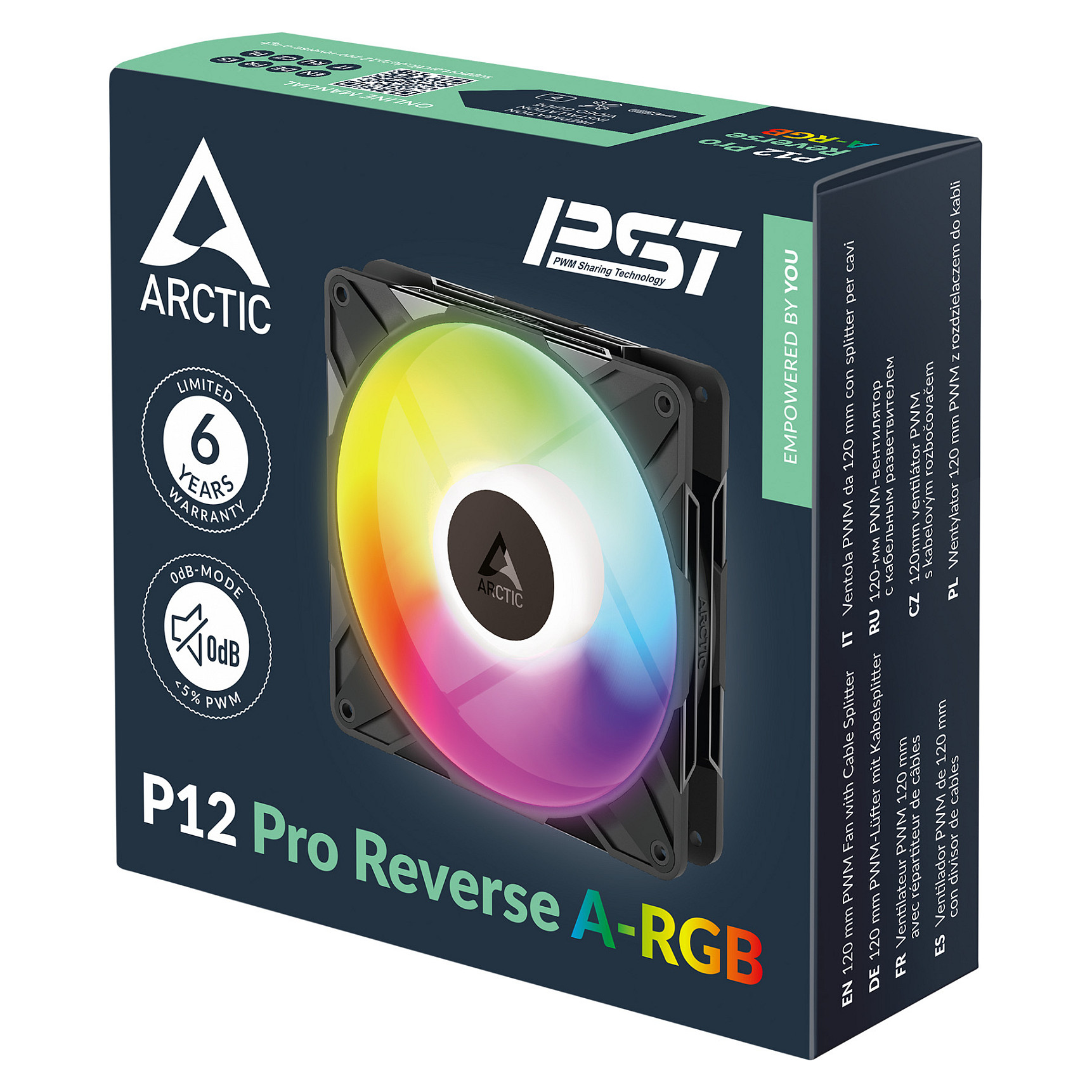 Ftohës për Kasë ARCTIC P12 Pro Reverse / 120mm / 500-3000 RPM / ARGB / PWM / 3-Pack – Zezë - 7