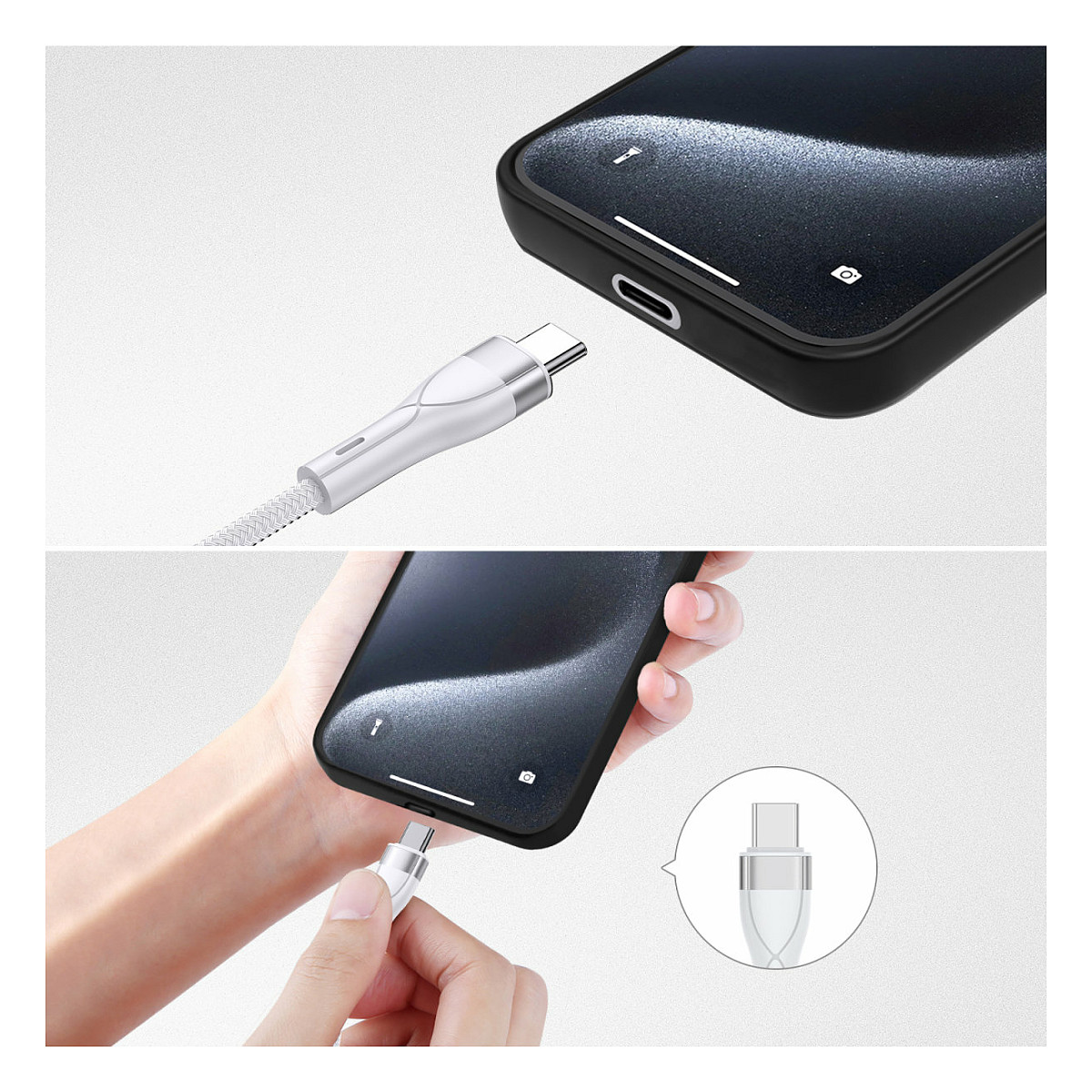 Kabllo USB 4smarts USB-C/A Multi-Charging Cable 4-in-2 / 1.2m – Bardhë - 7