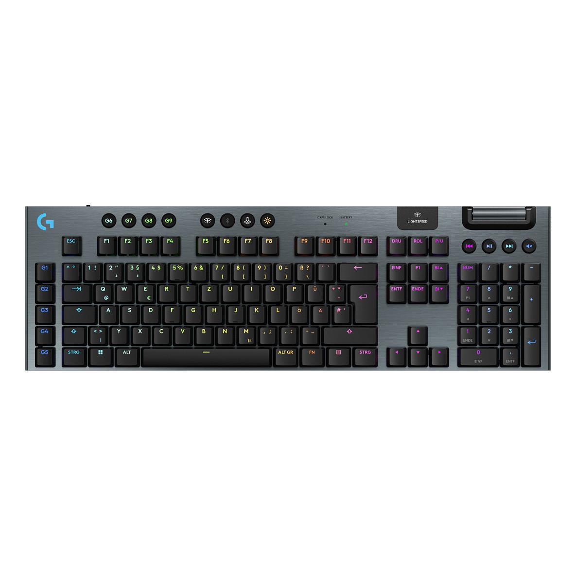 Tastierë Gaming Logitech G915 X LIGHTSPEED, Wired & Wireless, Full-Size, Mekanike GL Clicky, QWERTZ Gjerman, RGB - Zezë