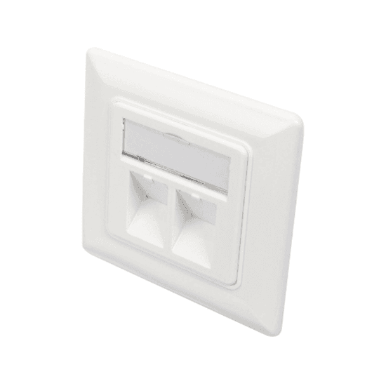 Aksesorë për Rrjet Digitus DN-93801-1 / Frontplate për Keystone / 2 Port / 80 x 80 mm - Bardhë