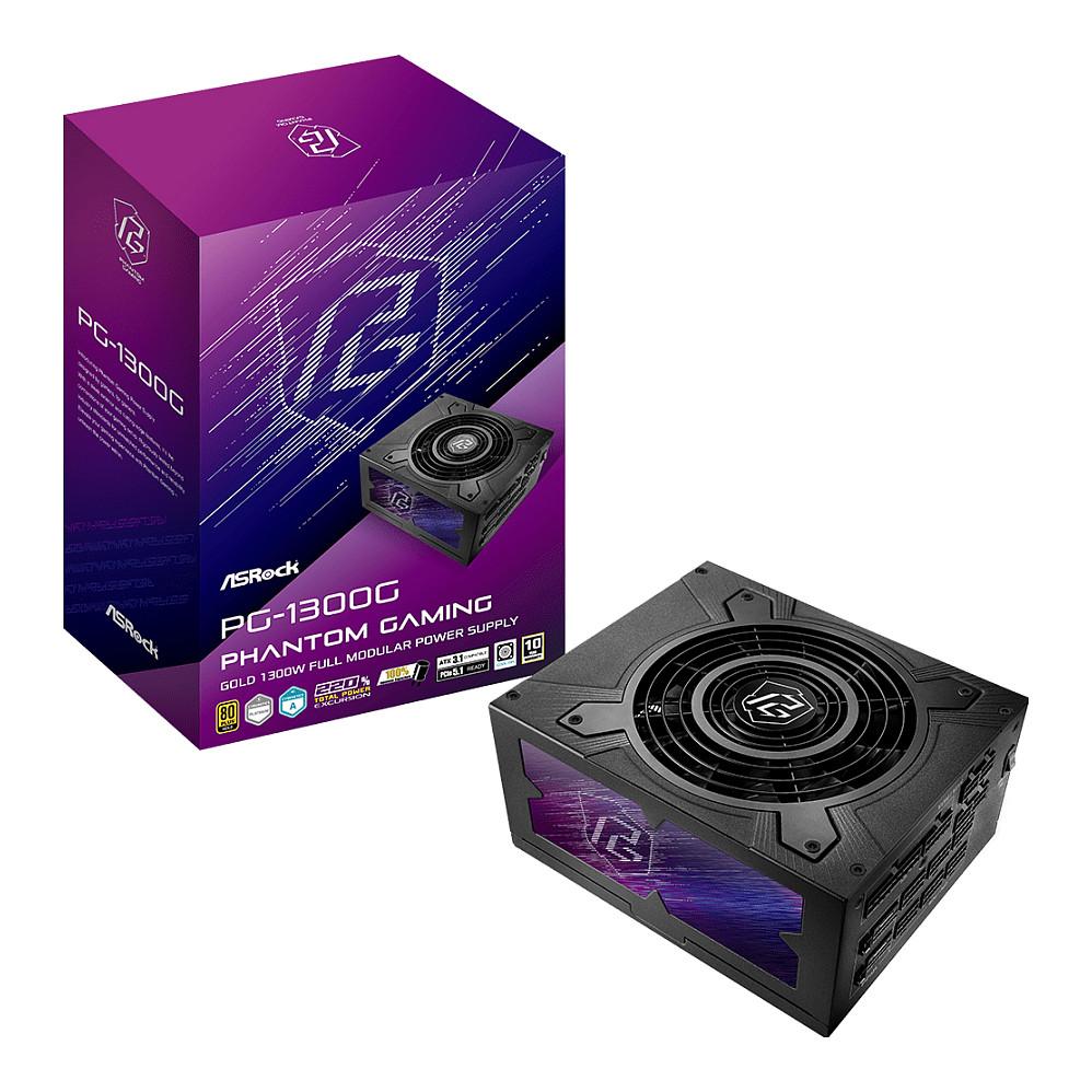Furnizues Energjie ASRock Phantom Gaming PG-1300G, 1300W, ATX, 80 PLUS Gold, Full Modular, 135mm Fan, ATX 3.1, PCIe 5.1 – Zezë