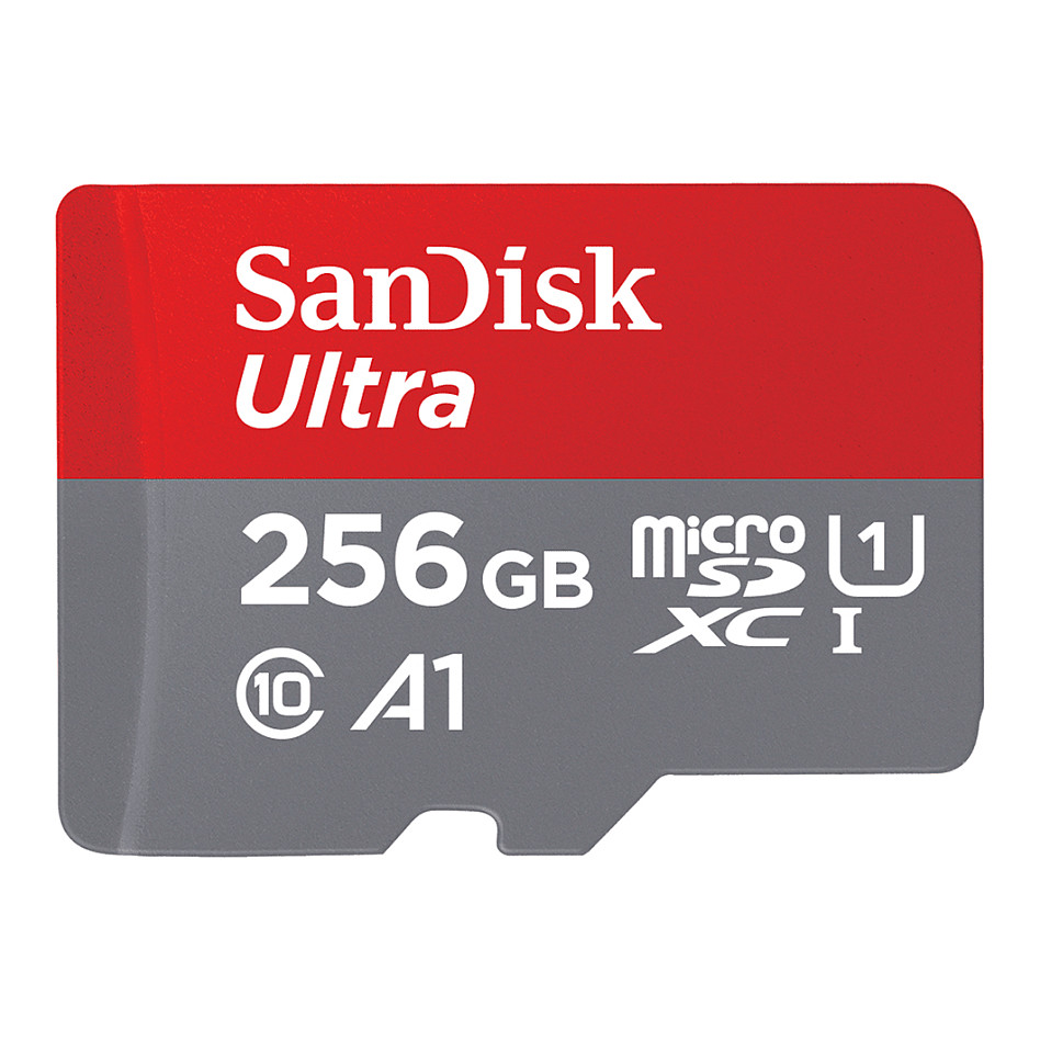 Kartë Memorie MicroSD SanDisk Ultra / 256GB / microSDXC / UHS-I / Class 10 / A1 - Hiri/Kuqe