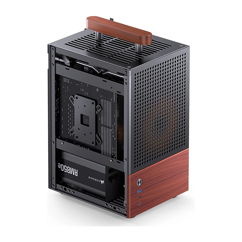 Kasë PC JONSBO T6 / Mini Tower / Mini-ITX / Tempered Glass / Wood - Zezë - 9