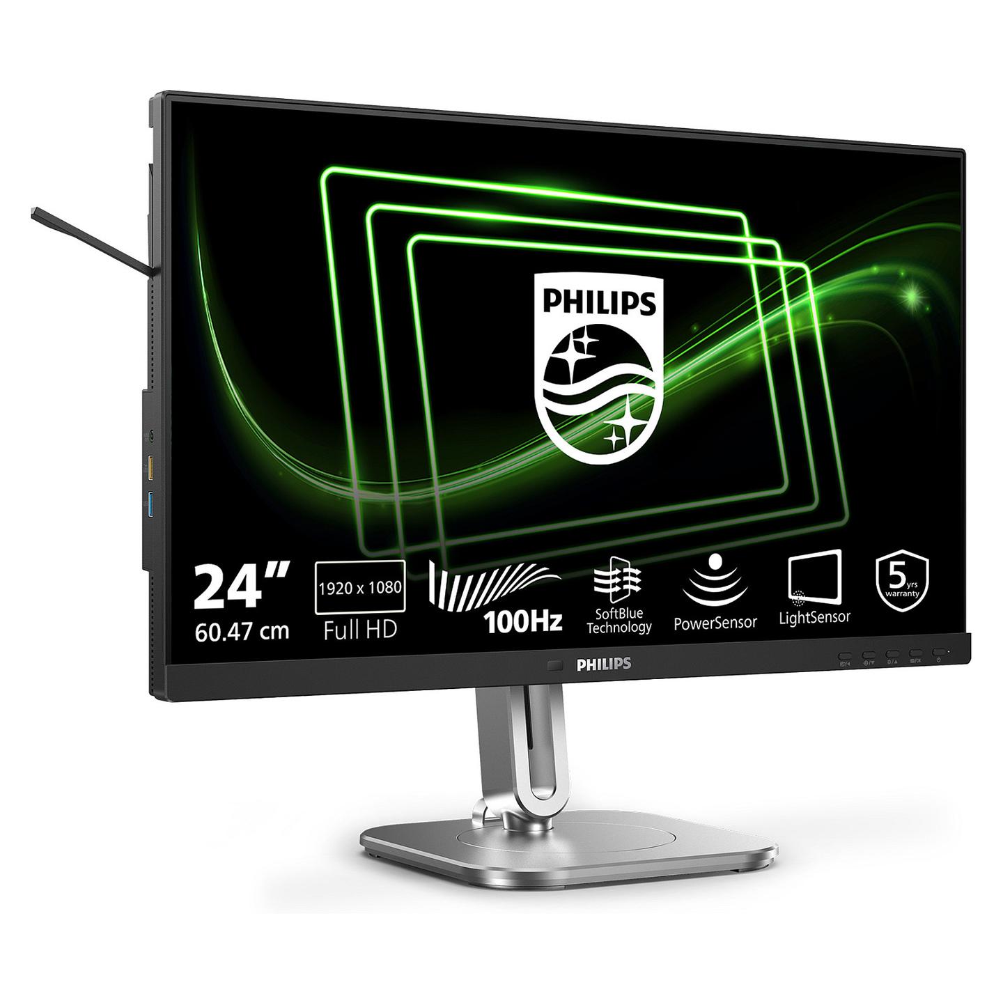 Monitor Philips 5000 Series 24B2G5200, 23.8", Full HD IPS, 100Hz, 4ms, HDMI+DP+VGA+USB - Zezë - 2