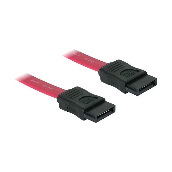Kabllo SATA DeLOCK 84208, SATA II, SATA 7-pin në SATA 7-pin, 50 cm - Kuqe