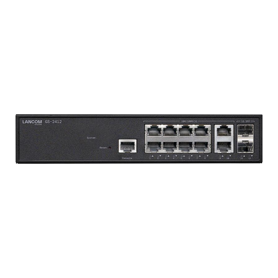 Switch LANCOM GS-2412, 10x Gigabit Ethernet RJ45, 2x Gigabit SFP, 24Gbps, Layer 2+ Managed, Rack 1U - Zezë