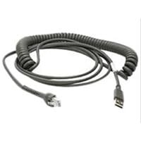 Kabllo USB për Skaner Zebra CBA-U12-C09ZAR / USB Type-A / Coiled / 2.74 m / Host Powered -  Gri