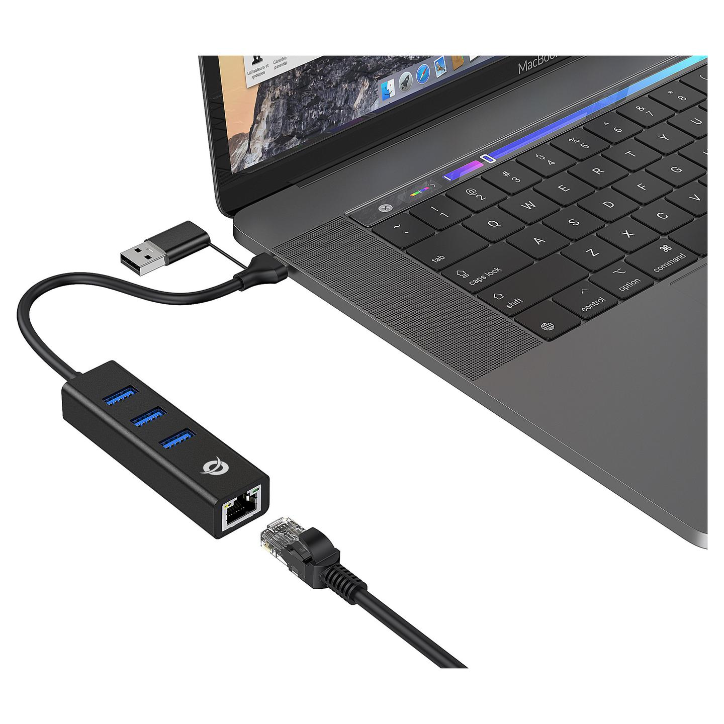 Hub Conceptronic DONN07BA, 3x USB-A, Gigabit Ethernet, USB 3.2 Gen 1, 5Gbps - Zezë - 5