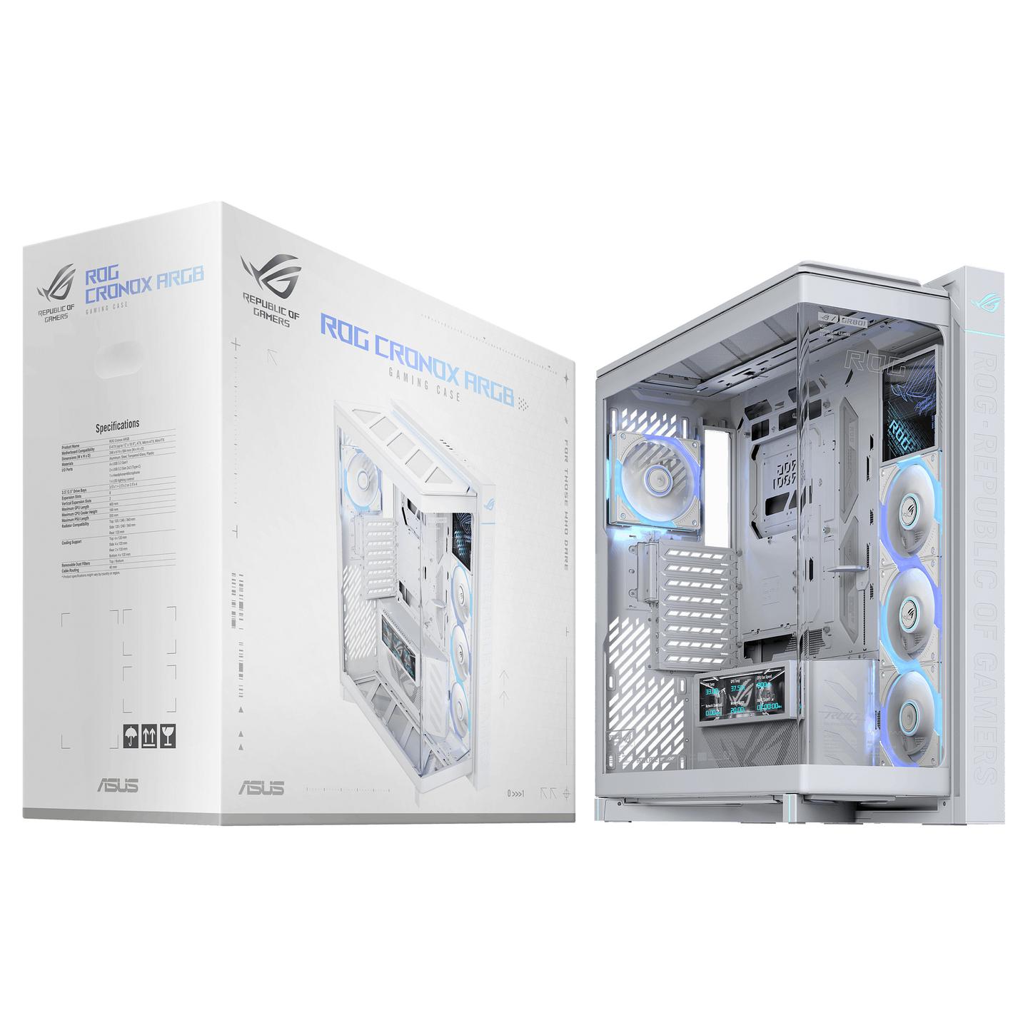 Kasë ASUS ROG CRONOX GR801, Curved Tempered Glass, ARGB - Bardhë - 22