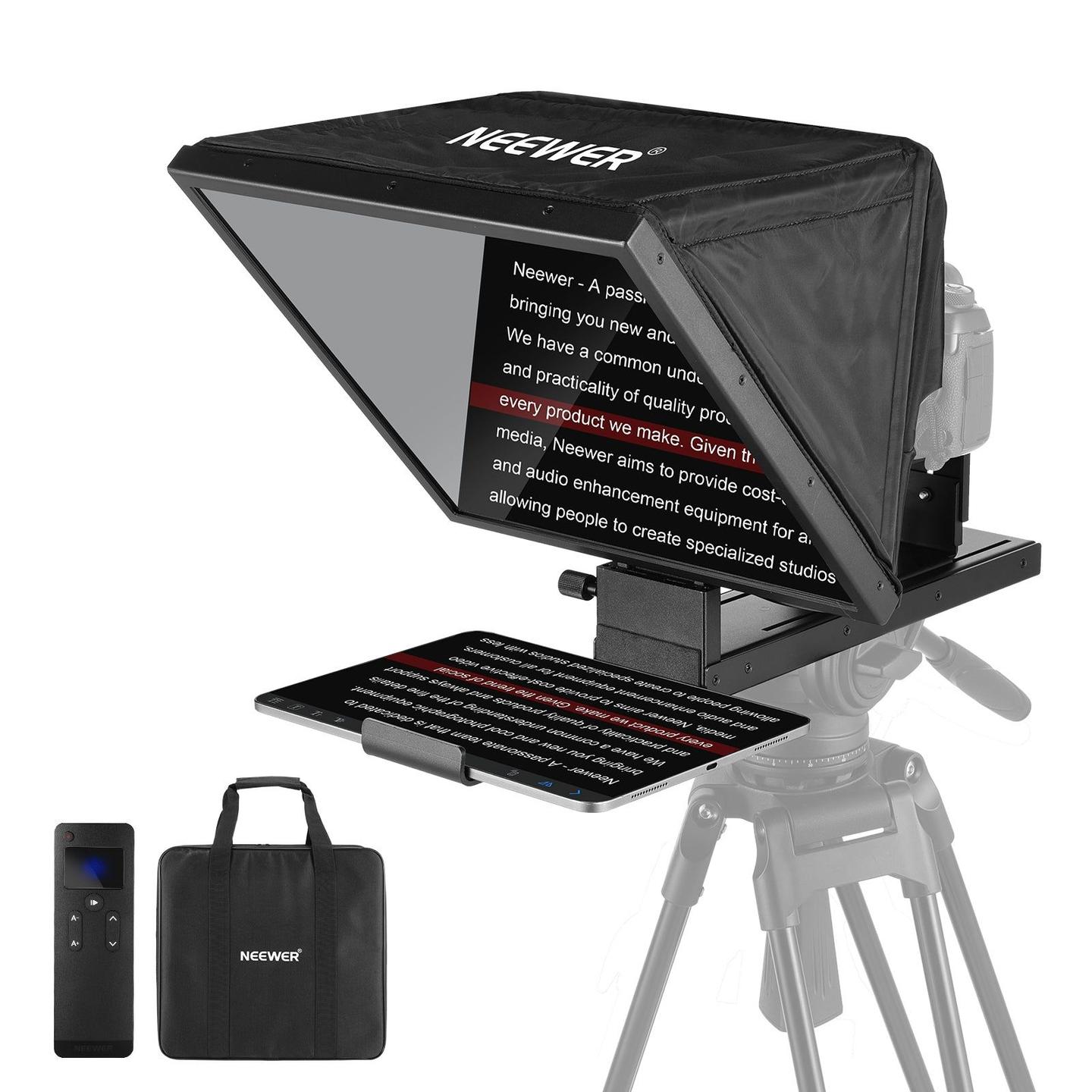Teleprompter Neewer X11, 11", Monitor HD 9", 75% Transmetim i Dritës, USB-C, Mini HDMI, Mbajtëse për Telefon - Zezë