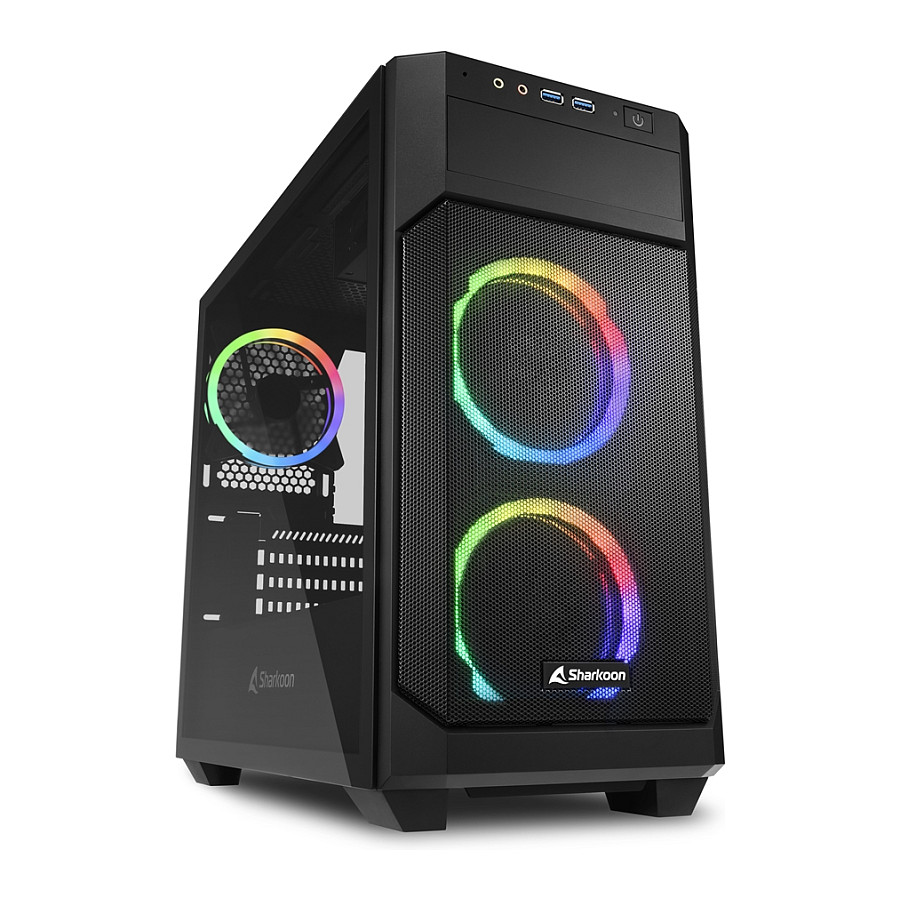 Kasë Mini Sharkoon V1000 RGB – Zezë - 1