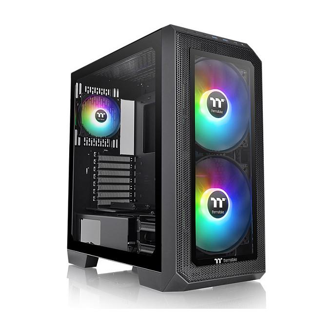 Kasë Thermaltake View 300 MX / Mid-Tower / Xham i Temperuar / 2x200mm + 1x120mm ARGB / USB 3.2 Gen2 Type-C – Zezë - 4