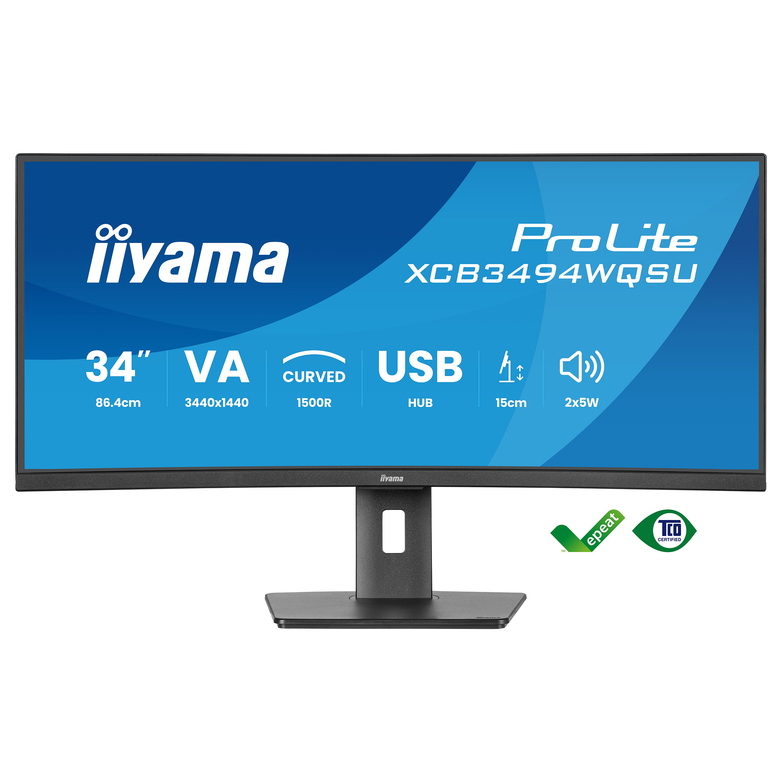 Monitor i lakuar IIYAMA XCB3494WQSU-B1 / 34" UltraWide Quad HD 120 Hz 0.4 ms VA Curved / HDMI DP USB / e zezë - 2