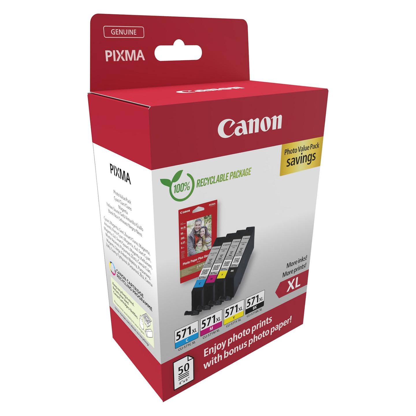 Set fishekësh boje Canon CLI-571XL, 4 copë - Shumëngjyrëshe - 2