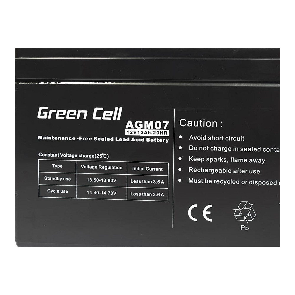 Bateri të mesme Green Cell Replacement Battery AGM07 12V / 12Ah - 2