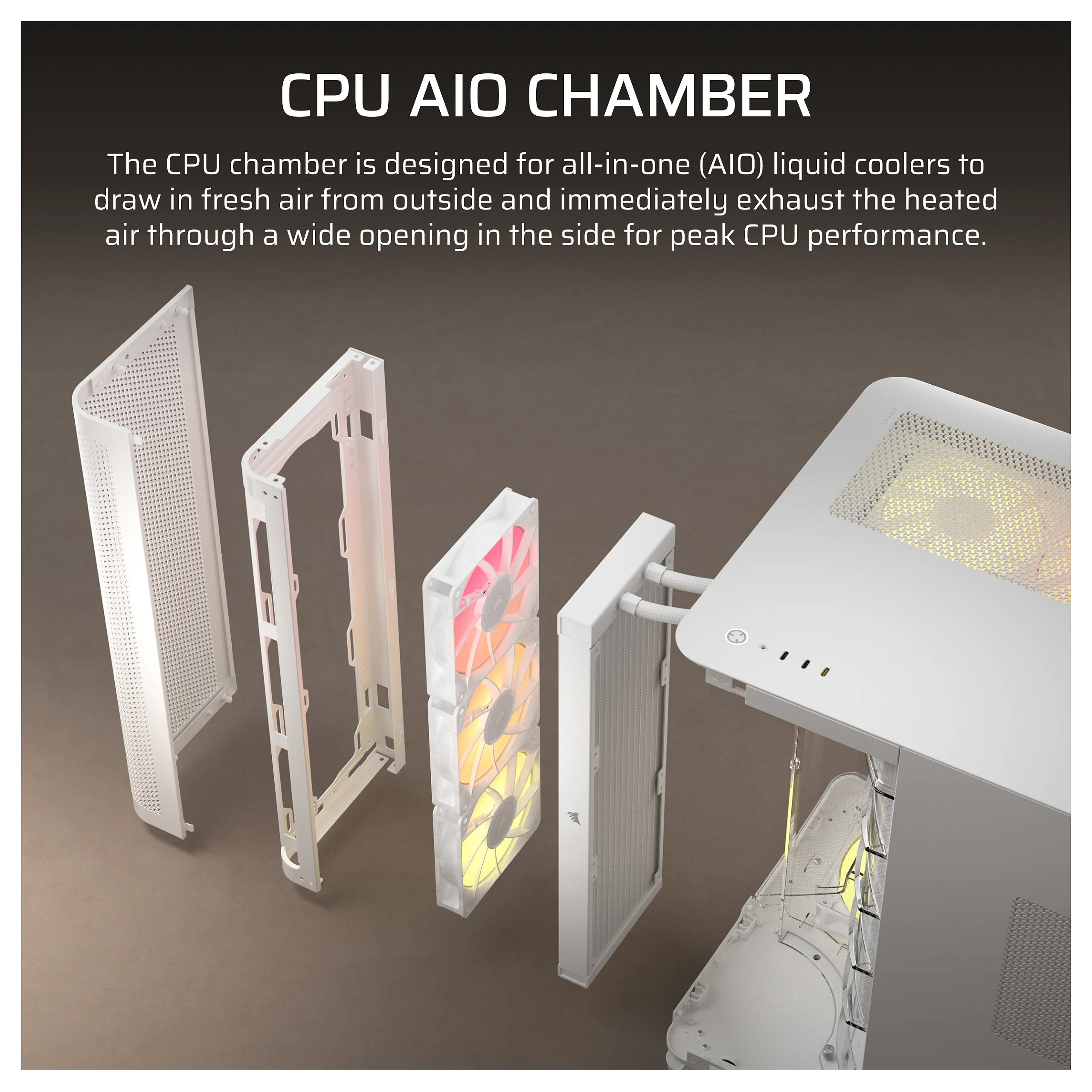 Kasë PC Corsair AIR 5400 RS-R ARGB / Midi Tower / E-ATX + ATX / 3x 120mm RS-R ARGB Fan / Tempered Glass - Bardhë - 5