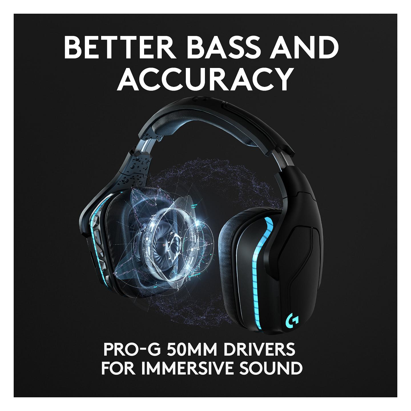 Kufje Gaming Logitech G935 / Wireless / 7.1 Surround / 50 mm / LIGHTSYNC RGB / Mikrofon - Zezë - 11