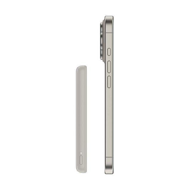 Powerbank Belkin BoostCharge Slim Magnetic / 5000mAh / Wireless 7.5W / USB-C 15W / MagSafe - Kafe - 6