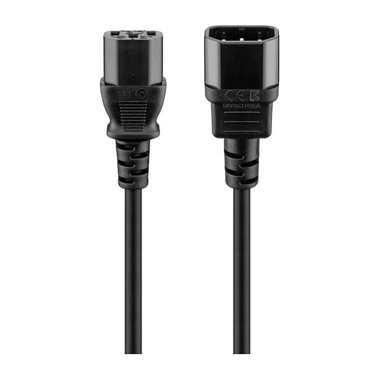 Kabllo Zgjatuese për Energji Goobay 50081 / IEC C14-C13 / H05VV-F3G / 0.75 mm² / 2m - Zezë - 1
