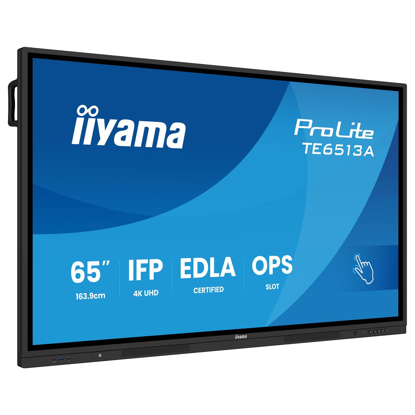 Interaktiv (Smart Board) iiyama ProLite TE6513A-B1AG, 65", 4K UHD IPS, Touch IR, 2× HDMI, DisplayPort, 2× USB-C, 4× USB-A - Zezë - 2