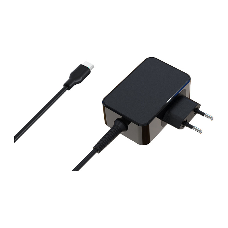 Adapter për Laptop LC-Power LC-NB-GAN-65-C / 65W / USB Type-C PD / GaN - Zezë
