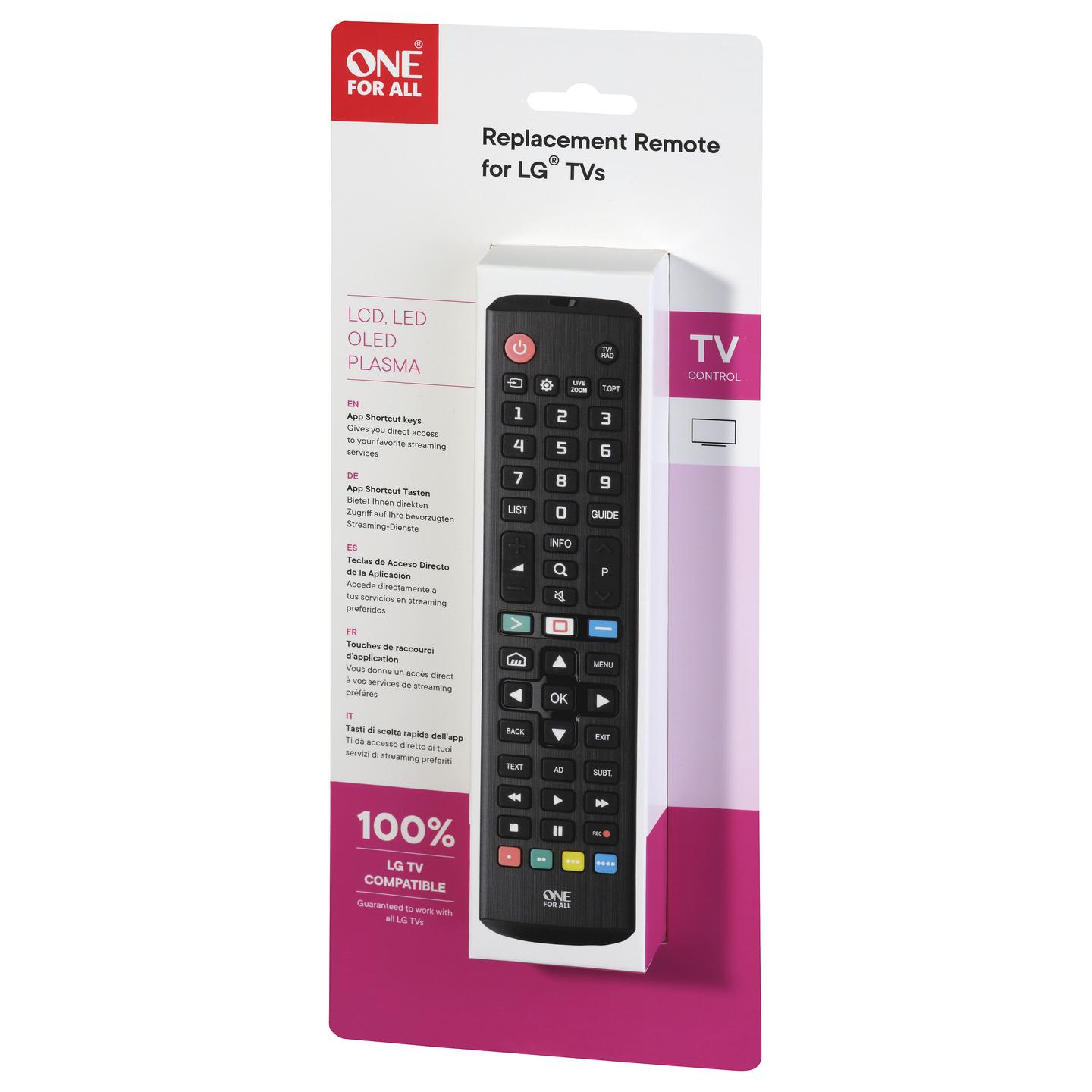 Telekomandë One For All URC4911, për TV LG, IR, Funksion Mësimi - Zezë - 3