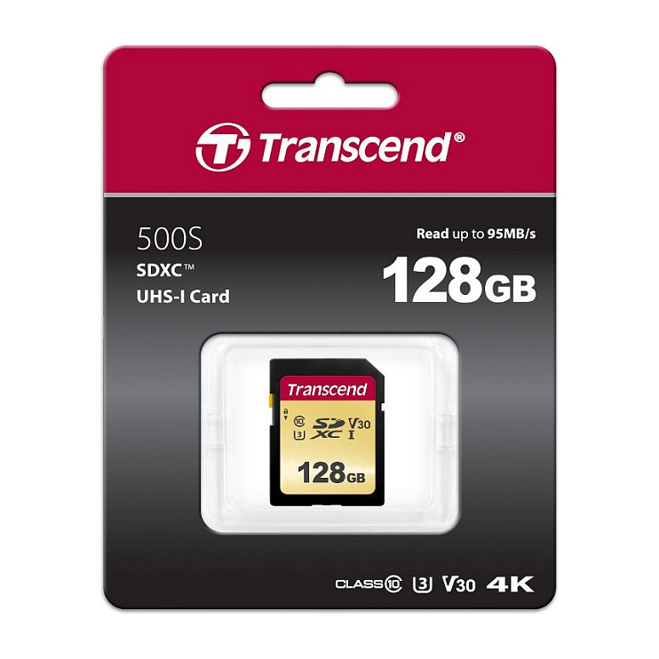 Kartë Memorie SD CARD 128GB Transcend SDXC SDC500S 95/60 MB/s - 2