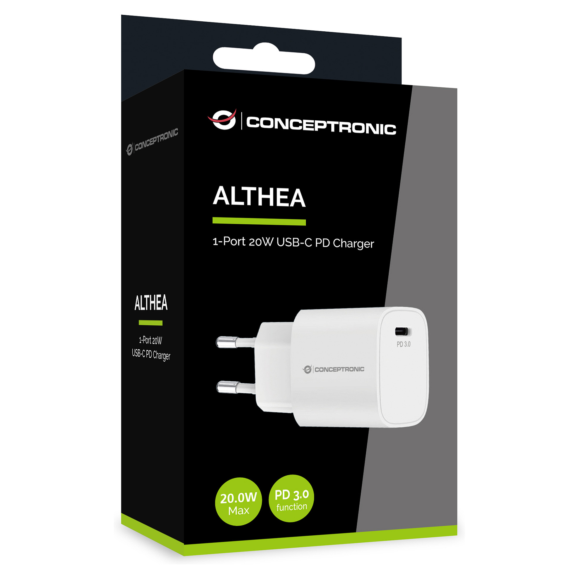 Adapter  Conceptronic 1-Port USB-C Charger Top-Port / 20W / PD 3.0 – Bardhë - 5