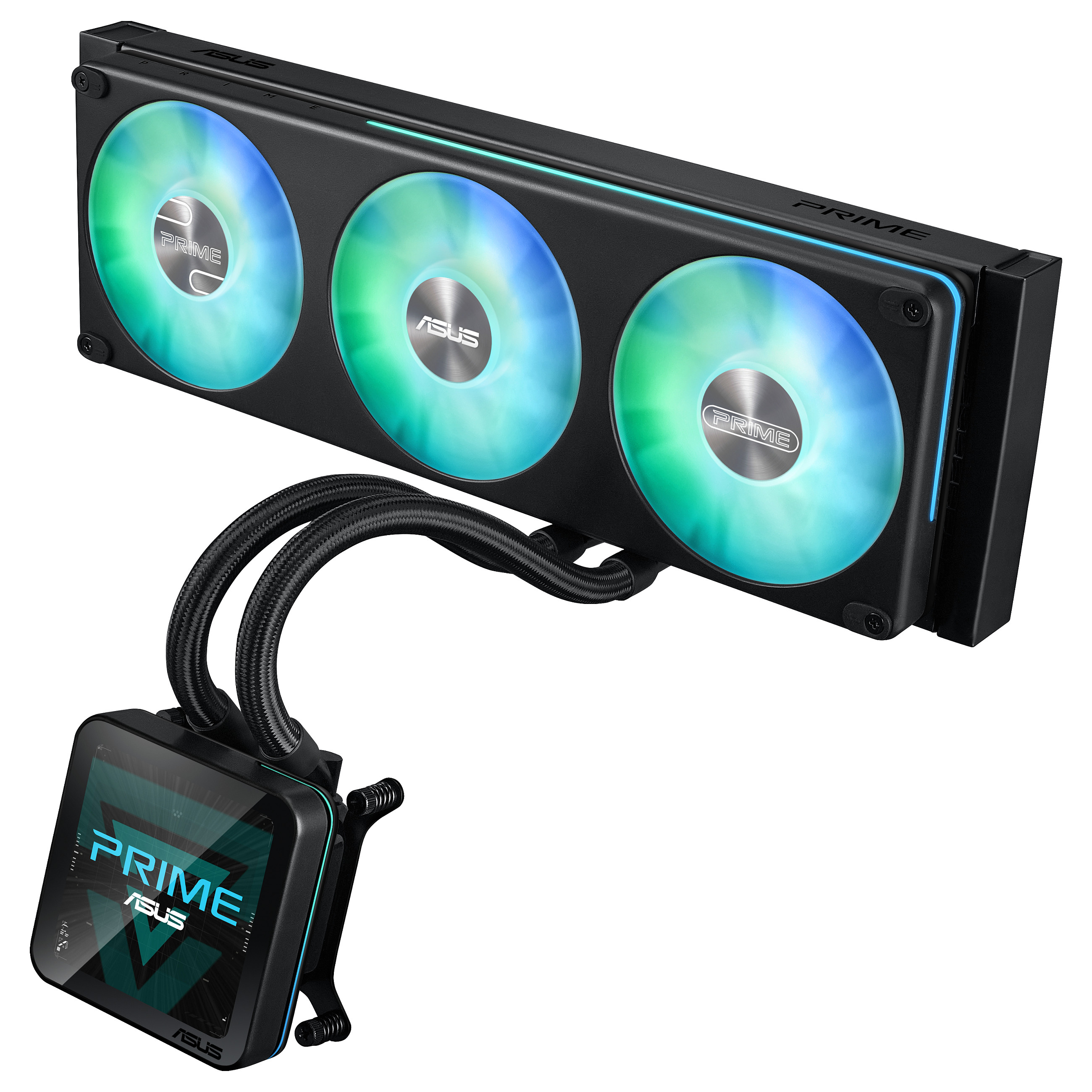 Ftohës për Procesor ASUS Prime SLC II 360 ARGB LCD / AIO / 360mm / 3×120mm PWM Fan / ARGB / 3.95" IPS LCD / AM4/AM5 / LGA1700/1851 – Zezë