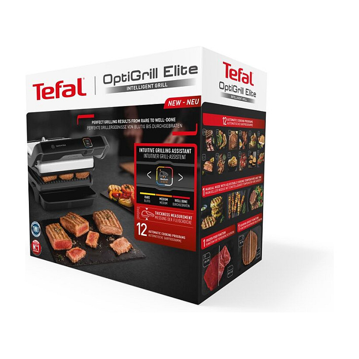 Grill Kontakti Tefal OptiGrill Elite GC750D / 2000W / 12 Programe / 30x20cm / Sear Boost / Touch – Zezë/Argjend - 4