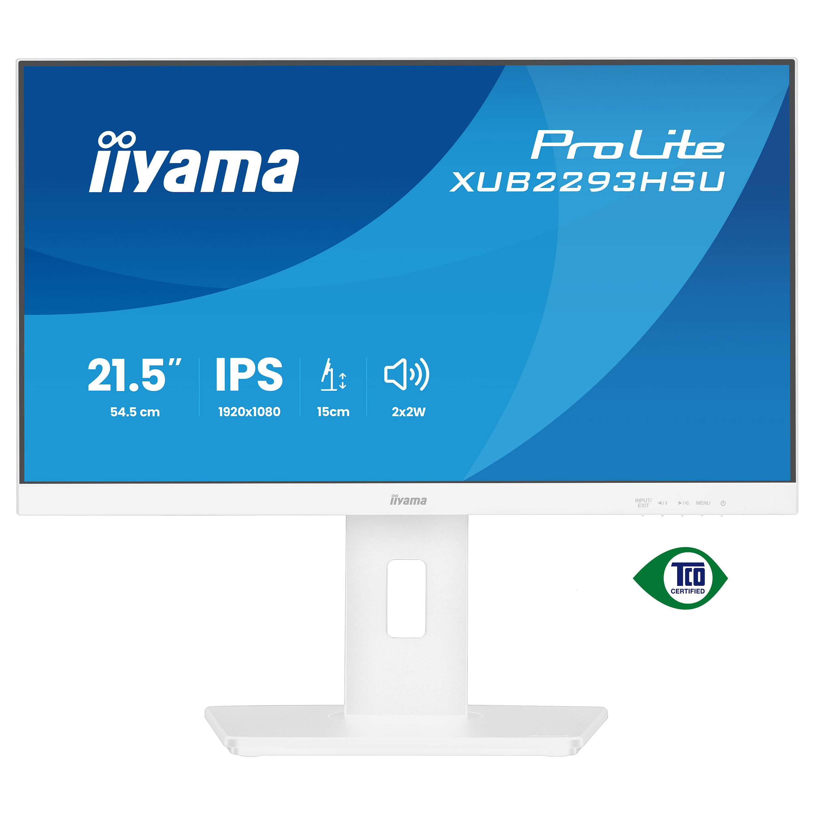 Monitor IIYAMA XUB2293HSU-W7 / 21.5" / Full HD IPS LED / 100 Hz / 1ms / USB + HDMI + DP - Bardhë - 2