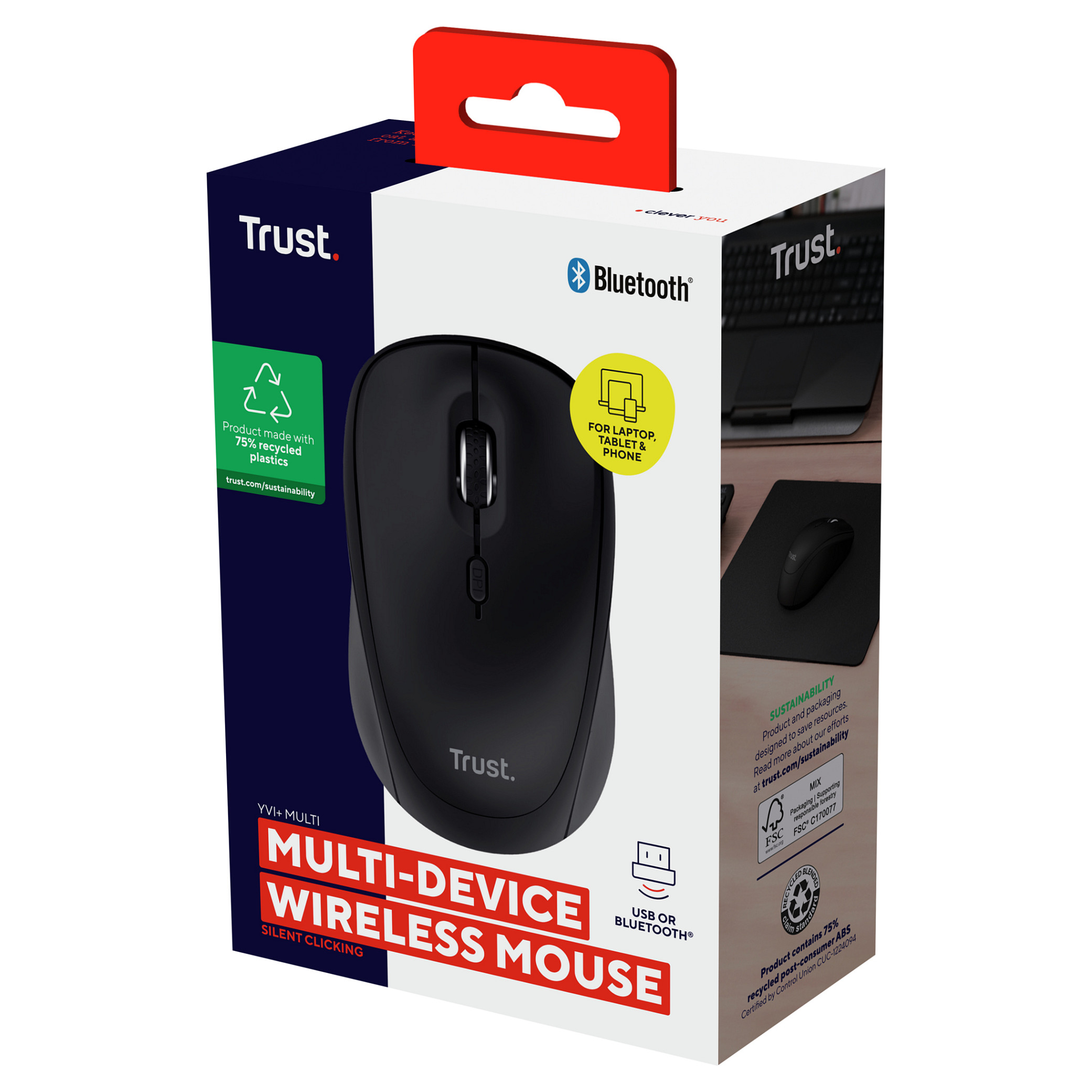 Maus pa kabllo Trust Yvi+ / Multi‑Device - Zezë - 11