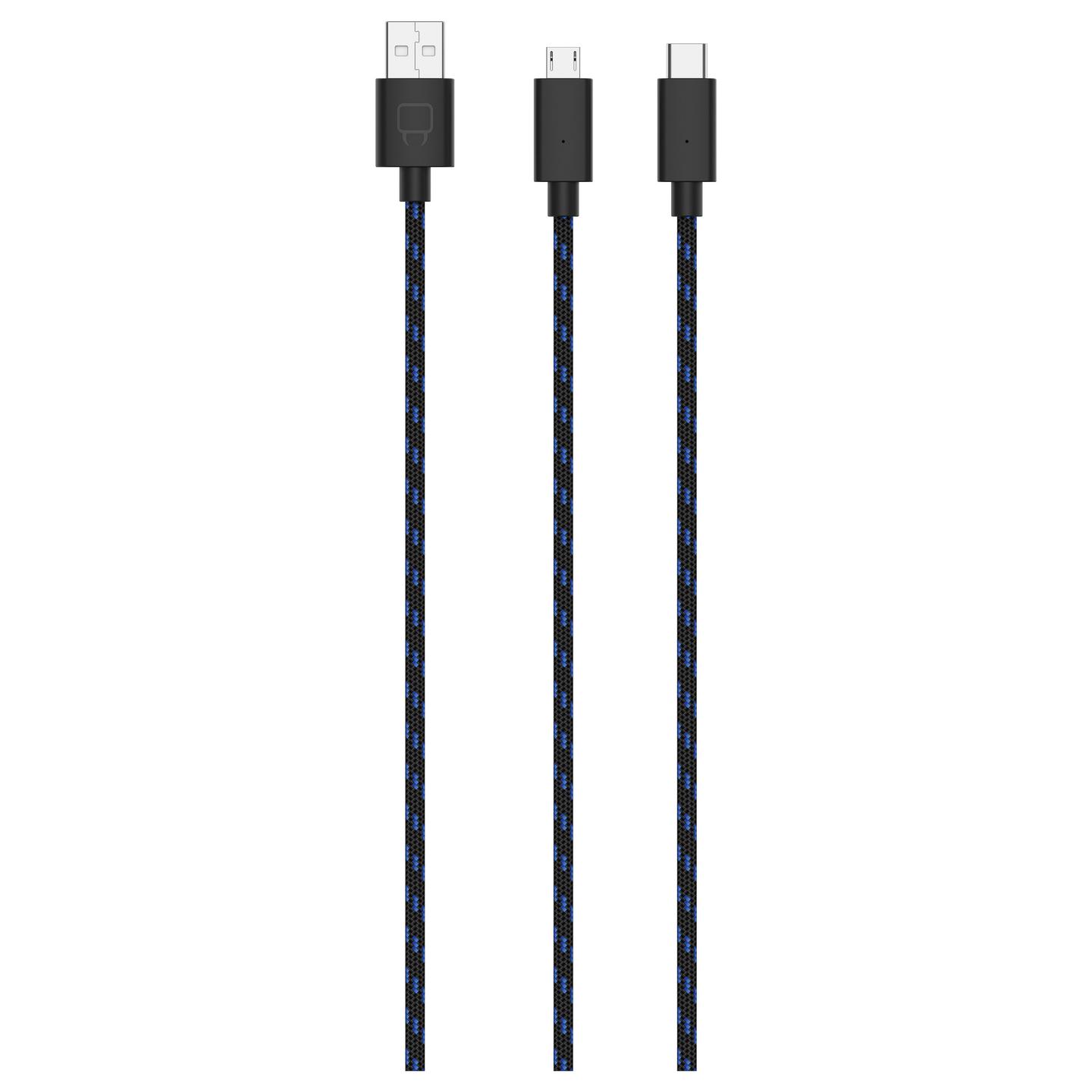 Aksesorë për Konsolë Venom VS5002 / PlayStation 5 / Dual Play & Charge Cable / USB-A në 2x USB-C / 3 m – Zezë/Blu - 4