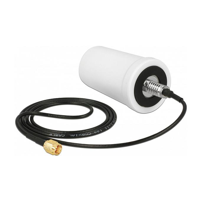 Antena për rrjet Delock 89486, Wi-Fi 2.4/5GHz, 1.4–3dBi, Omnidireksionale, SMA Male, ULA100 1m - Bardhë - 2