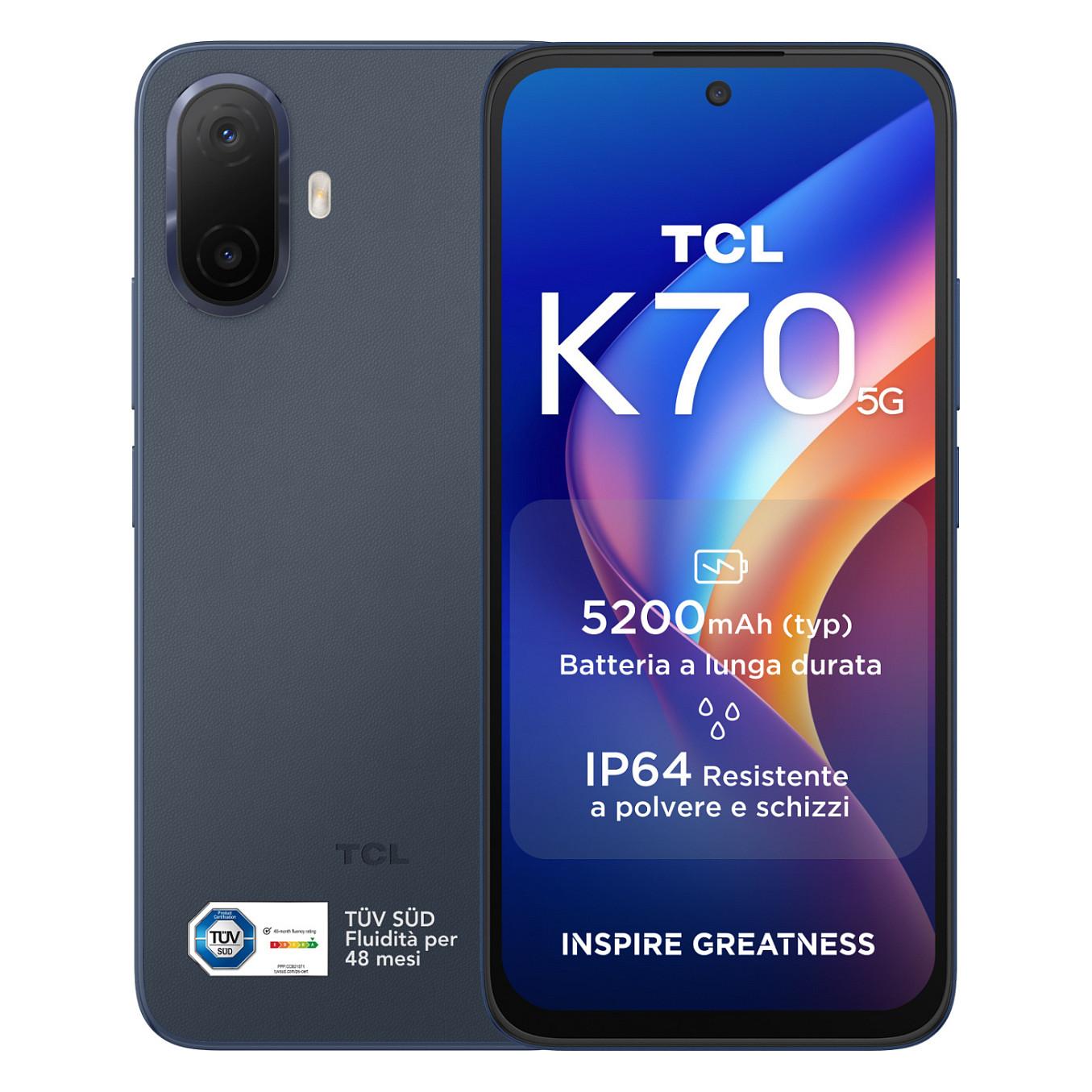 Telefon  TCL K70 5G / 6.8" HD+ / 120 Hz / Snapdragon 4 Gen 2 / 4 GB RAM / 128 GB / 5G / 50 MP / 5200 mAh - Blu