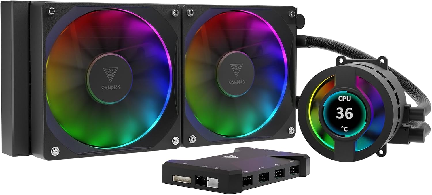 Ftohës për Procesor Gamdias Chione P3-240U / 240mm / 2x120mm / ARGB / LCD IPS / AIO - Zezë