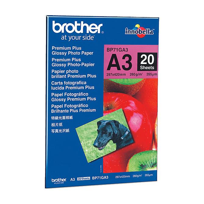 Letër fotografike Brother BP71GA3, A3, 260 g/m², 20 fletë, me shkëlqim