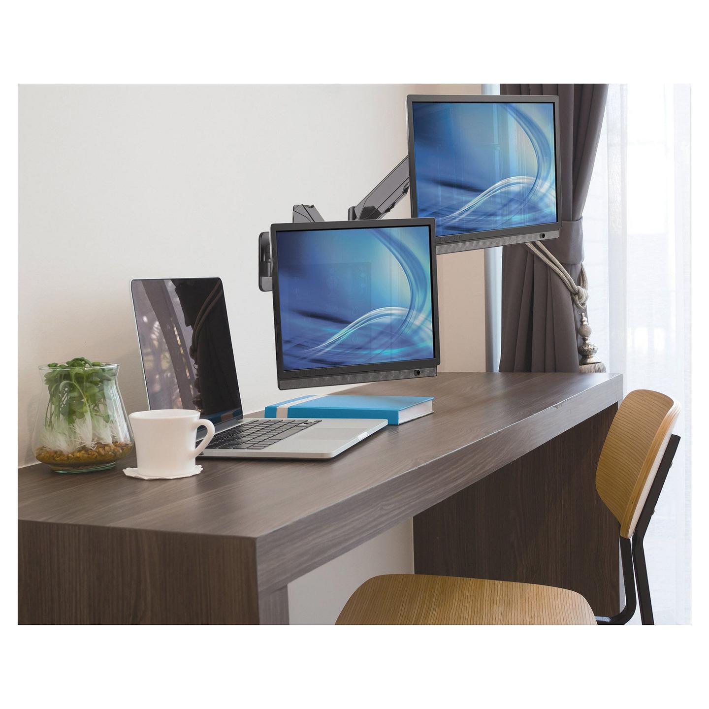 Mbajtëse Muri për Monitor Manhattan 461627 / 2 Monitorë / 17"-32" / 8kg / Full Motion Gas Spring - Zezë - 7