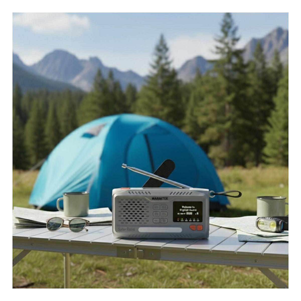 Radio portative Marmitek RESQ 100, DAB, DAB+, FM, 3 W RMS, Ekran LCD, Dalje për kufje 3,5 mm, USB-C, Me kurdisje - Gri e çelët - 4